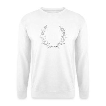 zarte gezeichnete Zweige als halber Kranz - Unisex Pullover - Weiß - Vorne