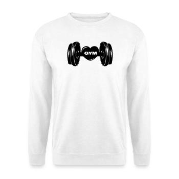 Fitness GYM dumbbel weight with heart - Unisex Sweatshirt - white - Front