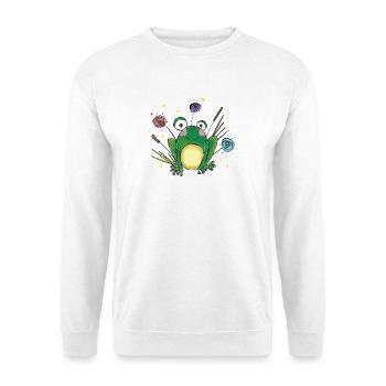 Cute Little Frog in the Grass – Cartoon Design - Unisex Sweatshirt - white - Front