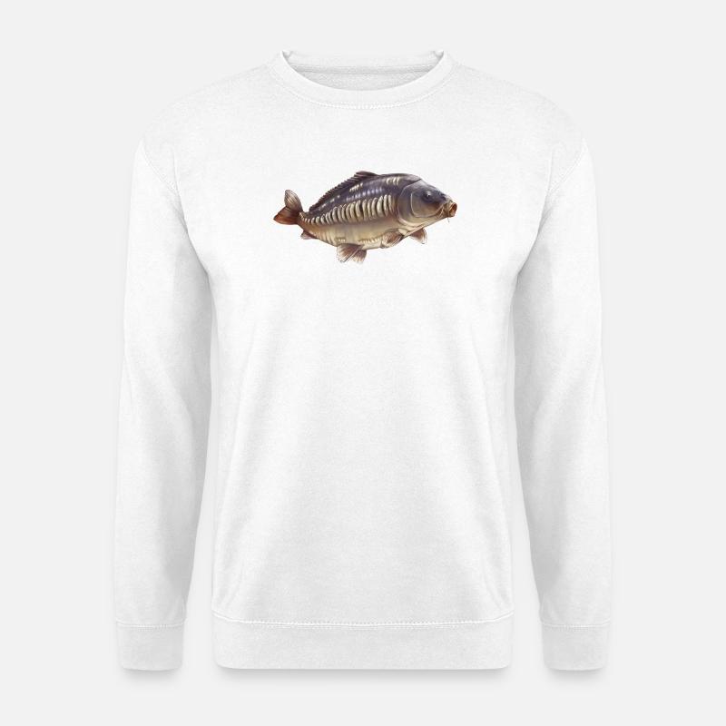 Mirror Carp Fishing Design Realistic Angler  - Unisex Sweatshirt - white