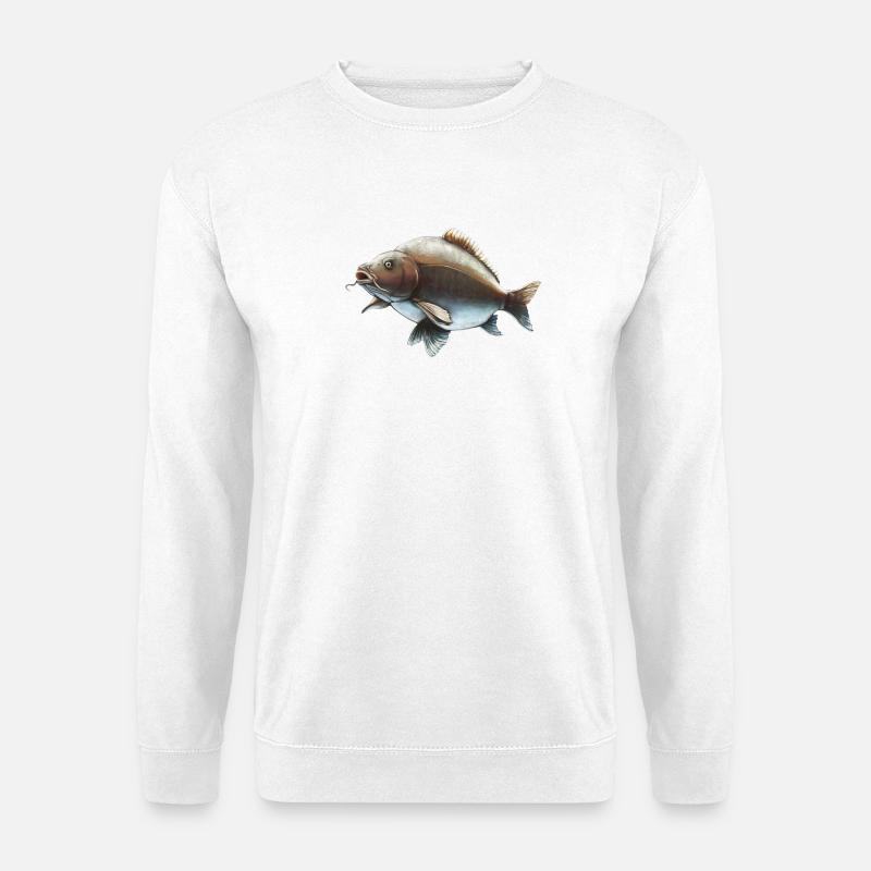Spiegelkarpfenfischen-Design Realistischer Karpfen - Unisex Pullover - Weiß