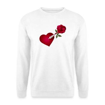 Dart Pfeil mit Rose und Herz als Zielscheibe - Unisex Pullover - Weiß - Vorne