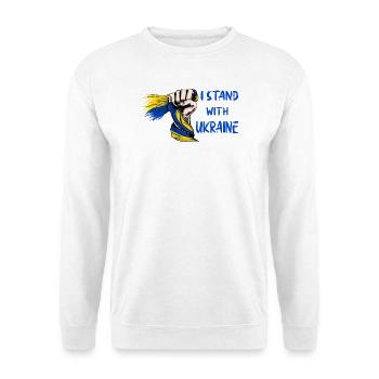Ich unterstütze die Ukraine - Unisex Pullover - Weiß - Vorne - Alina (178cm) & Michal (187cm)