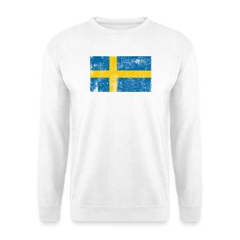 Schweden Flagge Fahne Grunge Retro Vintage - Unisex Pullover - Weiß - Vorne