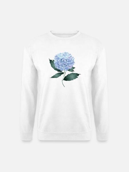 Eine zart blaue Hortensie - Faszinierende Blüte - Unisex Pullover - Weiß