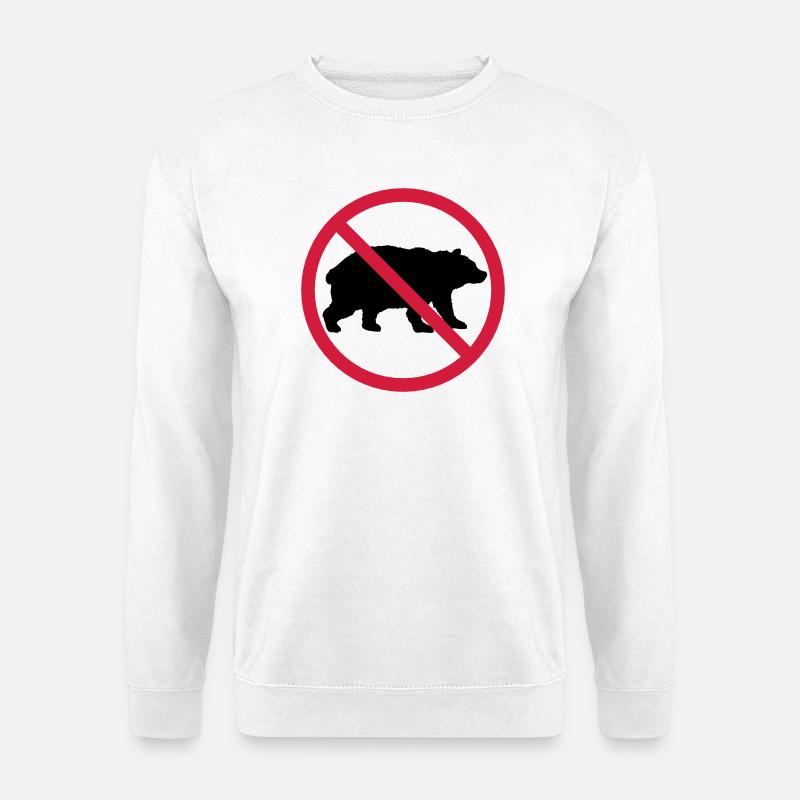 Bär Verboten Schild - Unisex Pullover - Weiß