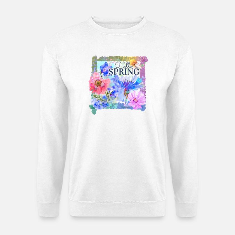 Frühlingsblumen | hello spring - Unisex Pullover - Weiß