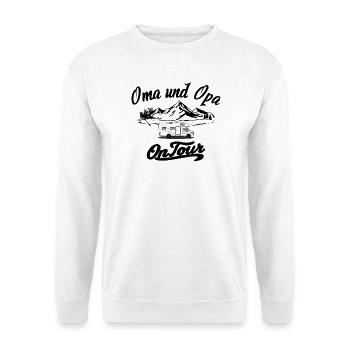 Oma und Opa on Tour Wohnwagen - Unisex Pullover - Weiß - Vorne