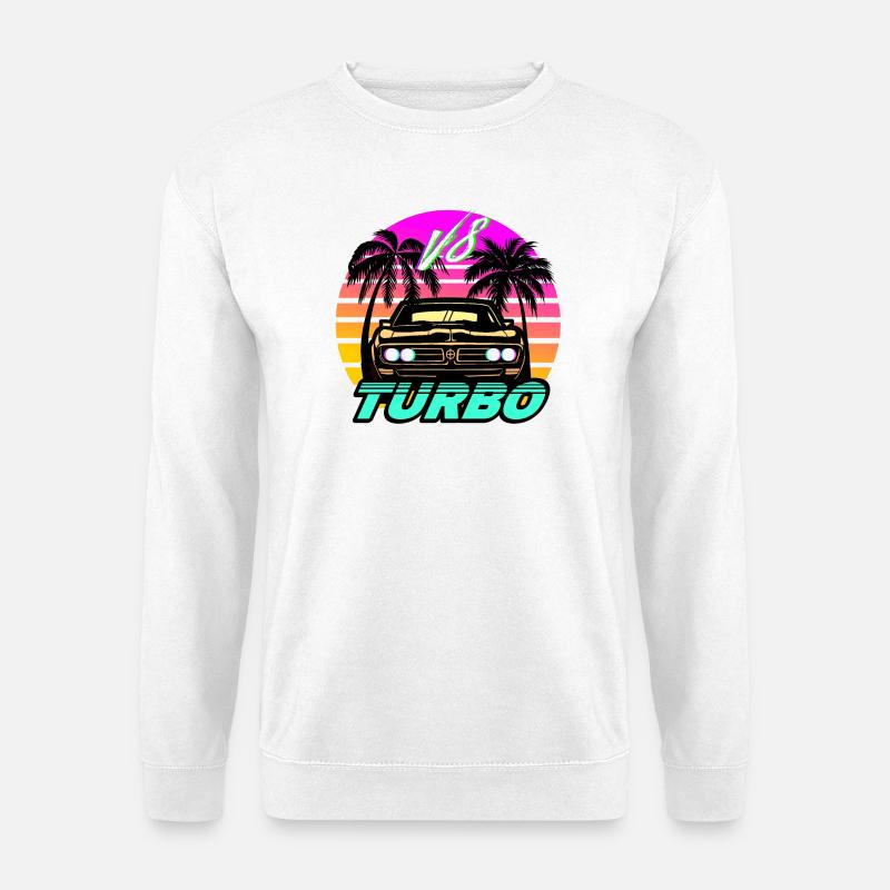 Synthwave Auto Turbo V8 - Unisex Pullover - Weiß