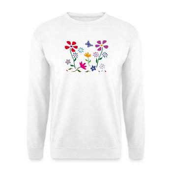 Prairie fleurie, jardin, papillon - Sweat-shirt Unisexe - blanc - Devant