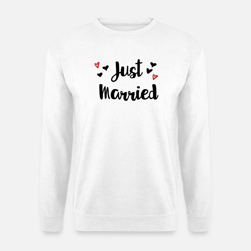 Just married Herzchen Geschenkidee - Unisex Pullover - Weiß
