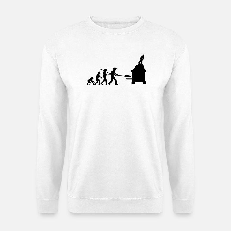 Evolution Pizza Bäcker - Unisex Pullover - Weiß