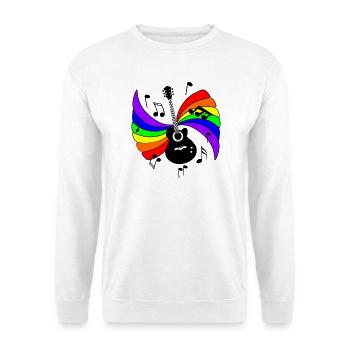 Gitarre mit Regenbogen- und Musiknoten - Unisex Pullover - Weiß - Vorne