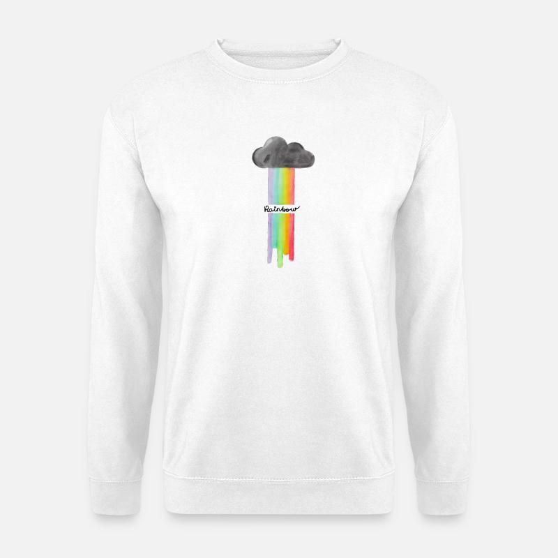 Regenbogen Wolke Tropfen - Unisex Pullover - Weiß