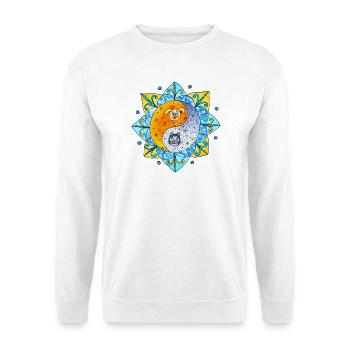 Katze Hund niedlich Yin Yang Symbol Mandala - Unisex Pullover - Weiß - Vorne