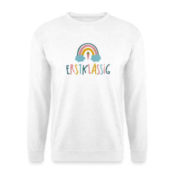 Erstlassig - Schulkind - Regenbogen - Unisex Pullover - Weiß - Vorne