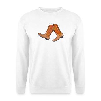 extravagante Westernstiefel mit Flammen Muster - Unisex Pullover - Weiß - Vorne
