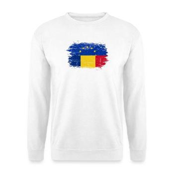 EU-Sterne über rumänischer Flaggenbürste - Unisex Pullover - Weiß - Vorne