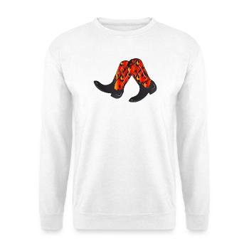 extravagante Westernstiefel mit Flammen Muster - Unisex Pullover - Weiß - Vorne
