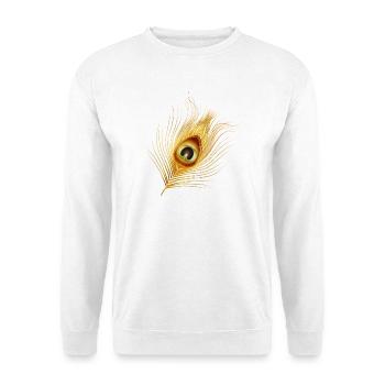 hand-drawn gold-colored peacock feather - Unisex Sweatshirt - white - Front