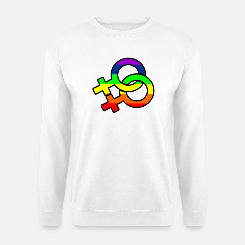 Gender-Lesben-Logo mit Regenbogen - Unisex Pullover - Weiß