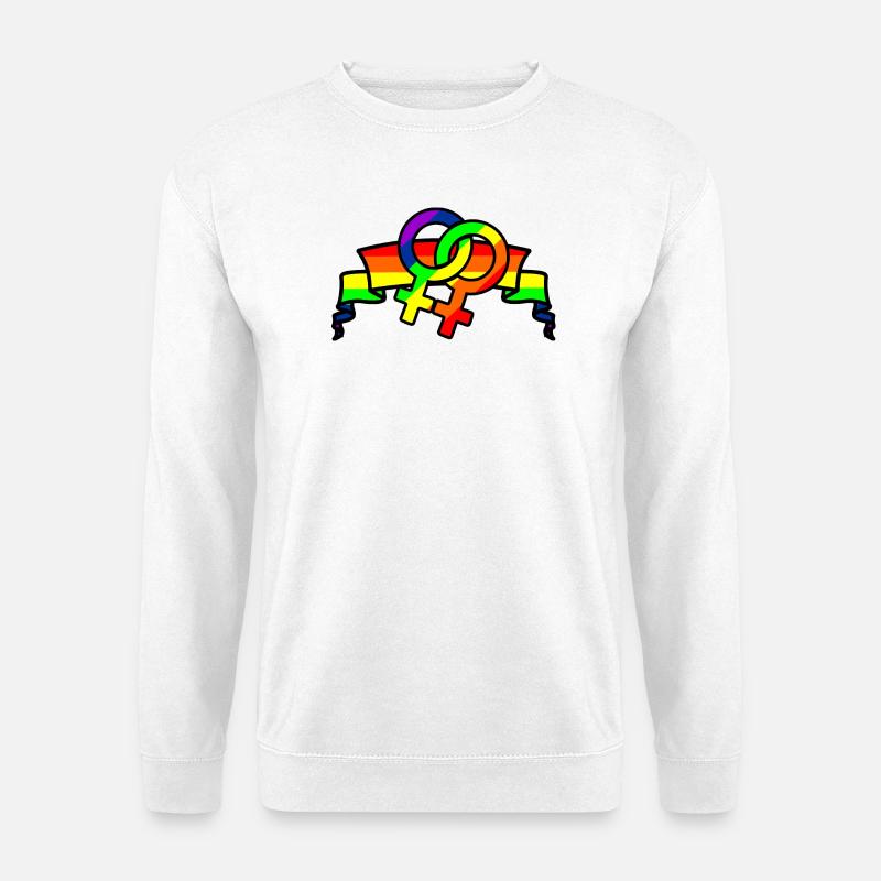 Regenbogen lesbies stolzes Logo - Unisex Pullover - Weiß