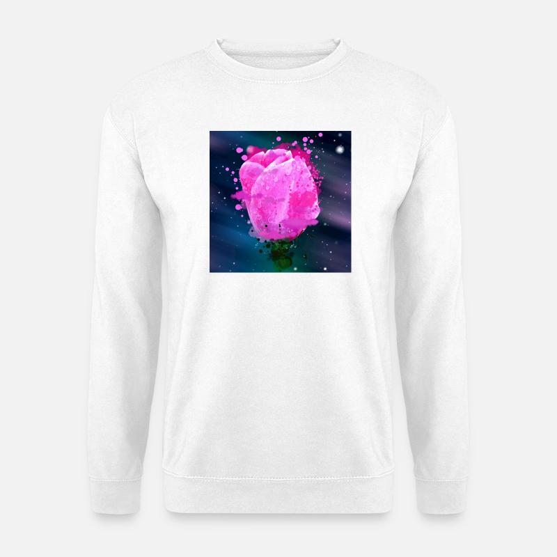 Rosa Tulpen blüten Aquarell Kunst - Unisex Pullover - Weiß