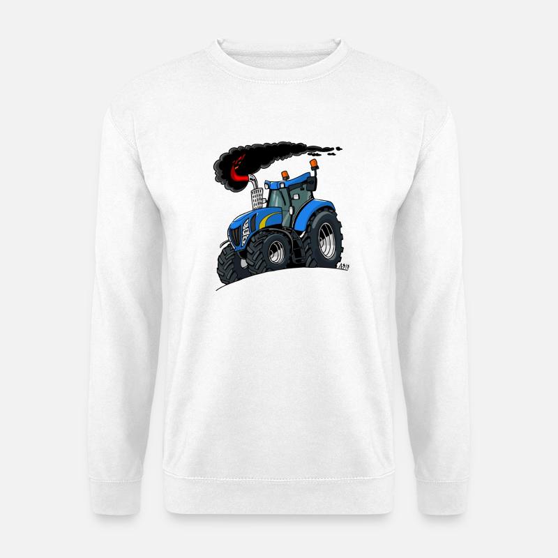 Blauer Traktor - Unisex Pullover - Weiß