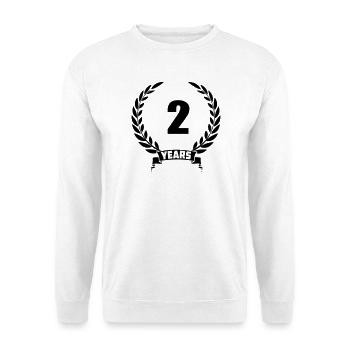 Lauwerkrans 2 Jahre mit Nummer und Bannerjahr - Unisex Pullover - Weiß - Vorne