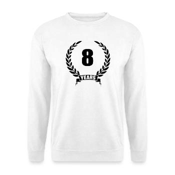Lauwerkrans 8 years with number and banner year - Unisex Sweatshirt - white - Front