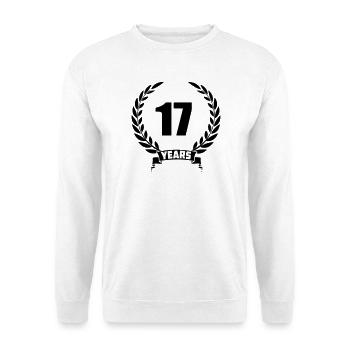 Lauwerkrans 17 years with number and banner year - Unisex Sweatshirt - white - Front