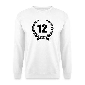 Lauwerkrans 12 years with number and banner year - Unisex Sweatshirt - white - Front