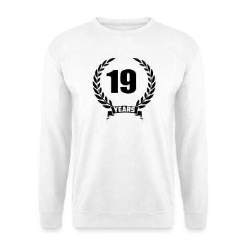 Lauwerkrans 19 Jahre mit Note und Bannerjahr - Unisex Pullover - Weiß - Vorne