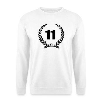 Lauwerkrans 11 Jahre mit Nummer und Bannerjahr - Unisex Pullover - Weiß - Vorne