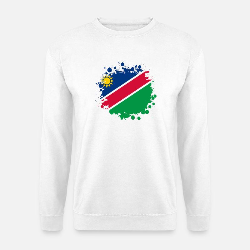 Namibia Flaggen Klecks Design - Unisex Pullover - Weiß
