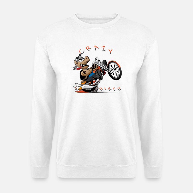 Wilder Hund Biker Cartoon - Unisex Pullover - Weiß
