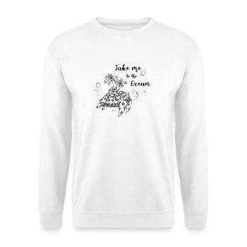 "Take me to the Ocean" - Schildkröte mit Insel - Unisex Pullover - Weiß - Vorne