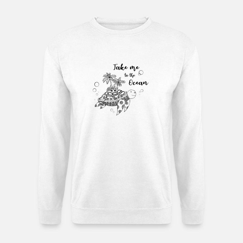 "Take me to the Ocean" - Schildkröte mit Insel - Unisex Pullover - Weiß