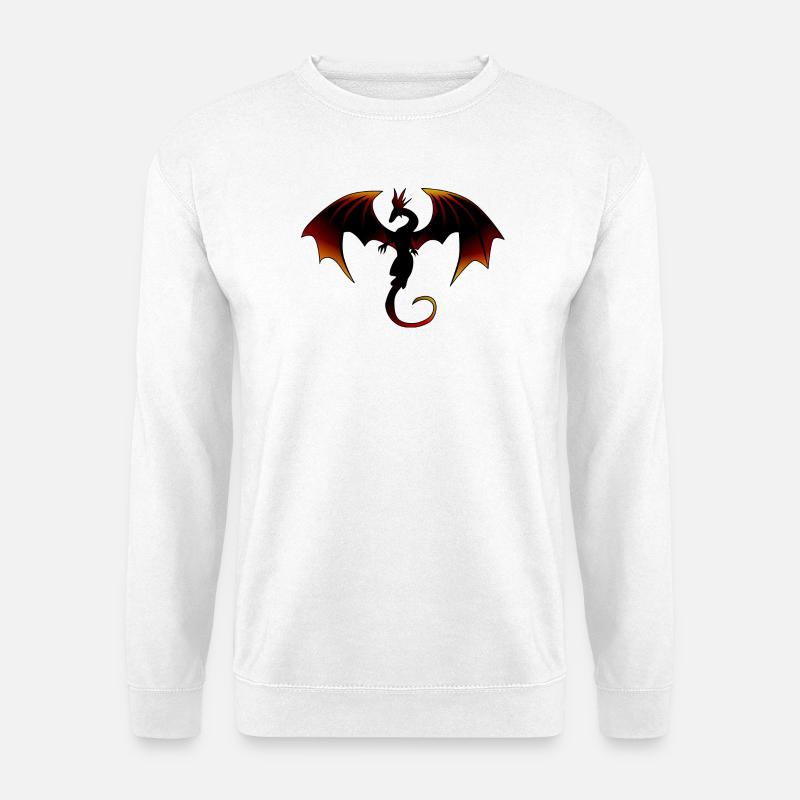 Feuer Drache, Fire Dragon - Unisex Pullover - Weiß