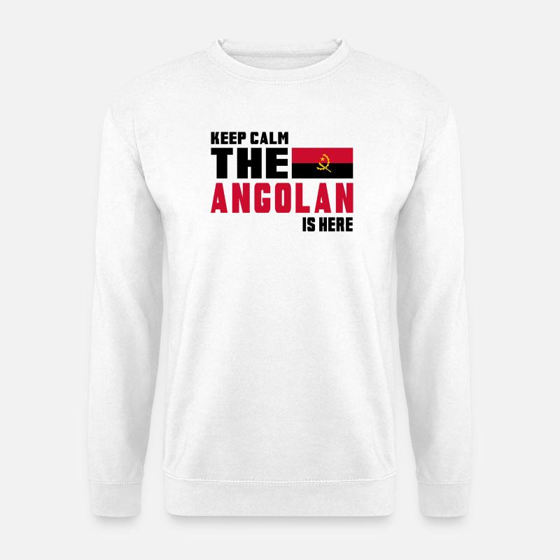 Keep Calm Angola Flaggen Design - Unisex Pullover - Weiß