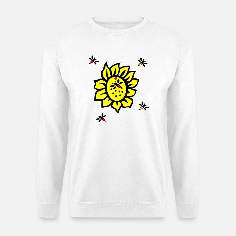Sonnenblume, Bienen - Unisex Pullover - Weiß