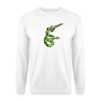 Grüne Schlange - Unisex Pullover - Weiß - Vorne - Alina (178cm) & Michal (187cm)