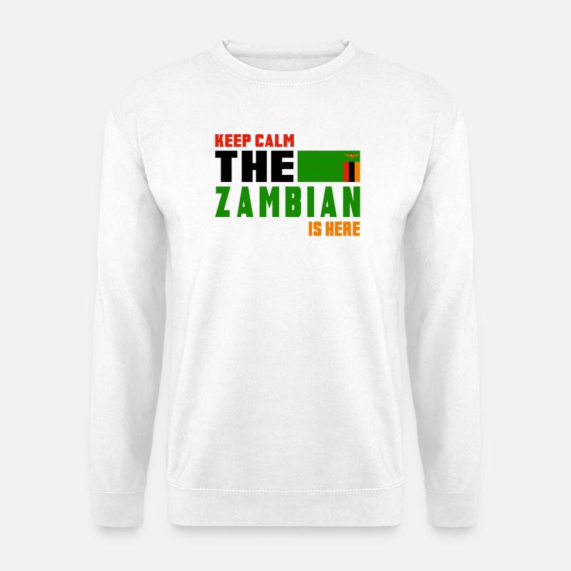 Keep calm Zambia flags design - Unisex Sweatshirt - white