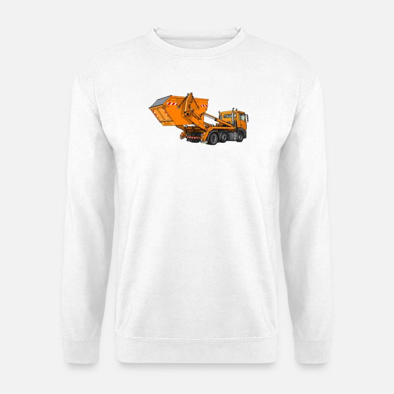 Truck with skip, skip loader - Unisex Sweatshirt - white