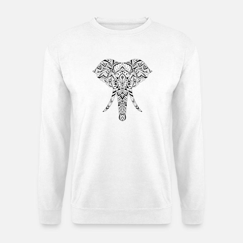 Grafischer Elefant - Unisex Pullover - Weiß