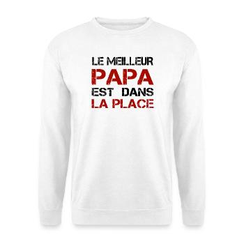 Papa La Place Distressed Rouge - Sweat-shirt Unisexe - blanc - Devant