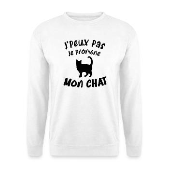 Je peux pas je promène mon chat - Sweat-shirt Unisexe - blanc - Devant