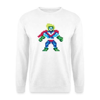 Pixel Art Superheld – Männlicher Held - Unisex Pullover - Weiß - Vorne