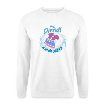 Verspieltes Dirndl Design mit Waschmaschine - Unisex Pullover - Weiß - Vorne