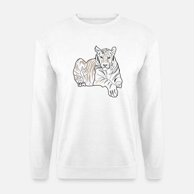 LIEGENDER TIGER - Unisex Pullover - Weiß